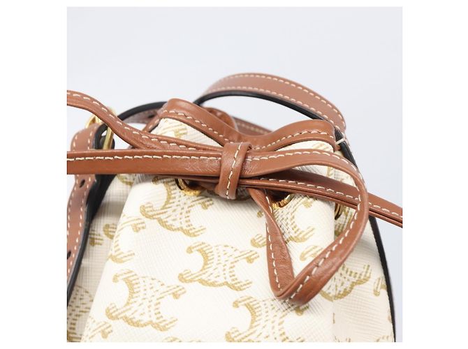 Céline CELINE Triomphe Shoulder Bag PVC Leather White Gold Tone - vista 16
