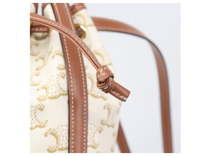 Céline CELINE Triomphe Shoulder Bag PVC Leather White Gold Tone - vista 17