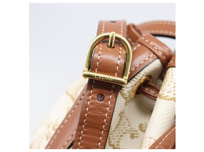 Céline CELINE Triomphe Shoulder Bag PVC Leather White Gold Tone - vista 18