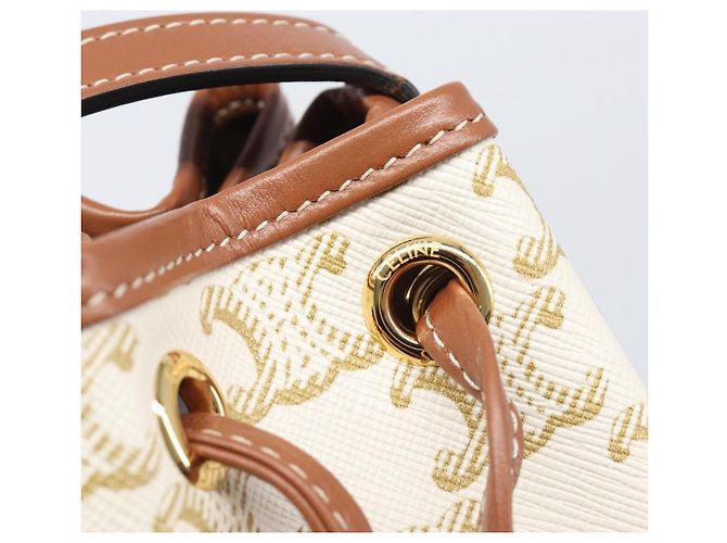 Céline CELINE Triomphe Shoulder Bag PVC Leather White Gold Tone - vista 19