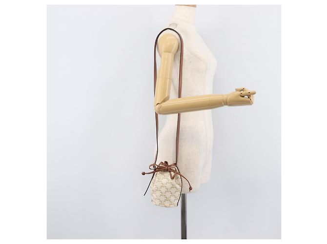 Céline CELINE Triomphe Shoulder Bag PVC Leather White Gold Tone - vista 24