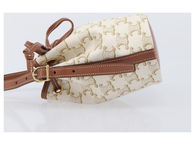 Céline CELINE Triomphe Shoulder Bag PVC Leather White Gold Tone - vista 5