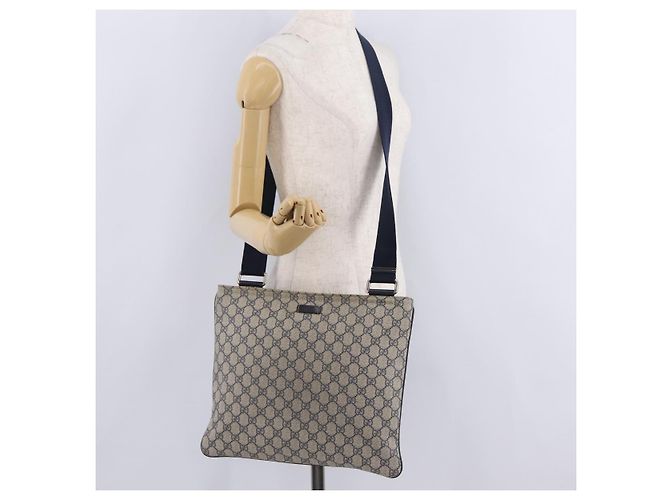 GUCCI GG Supreme Shoulder Bag PVC Navy Silver 201446 - vista 27