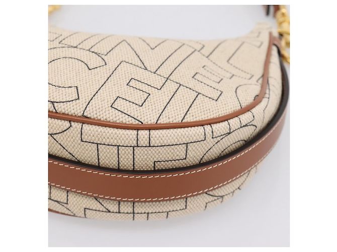Céline CELINE Medium Ava Shoulder Bag Canvas Beige Gold Tone - vista 10