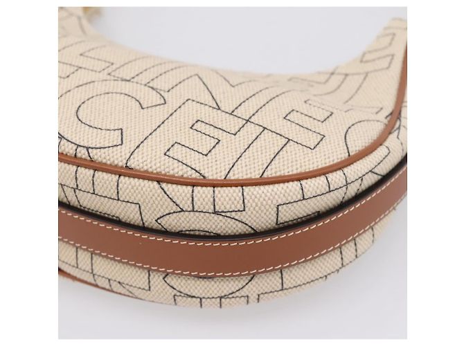 Céline CELINE Medium Ava Shoulder Bag Canvas Beige Gold Tone - vista 12