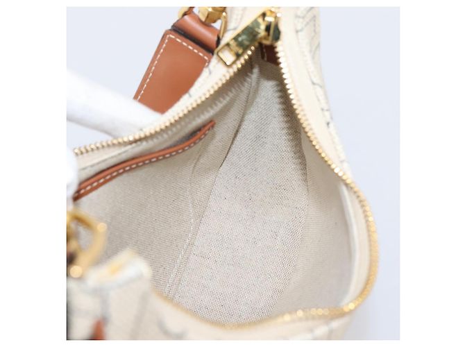 Céline CELINE Medium Ava Shoulder Bag Canvas Beige Gold Tone - vista 18