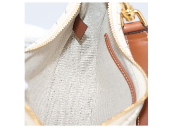 Céline CELINE Medium Ava Shoulder Bag Canvas Beige Gold Tone - vista 19