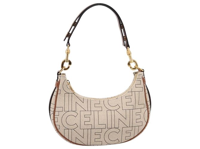 Céline CELINE Medium Ava Shoulder Bag Canvas Beige Gold Tone - vista 2