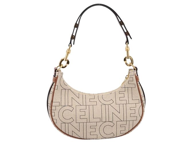 Céline CELINE Medium Ava Shoulder Bag Canvas Beige Gold Tone - vista 3