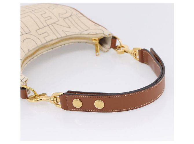 Céline CELINE Medium Ava Shoulder Bag Canvas Beige Gold Tone - vista 7