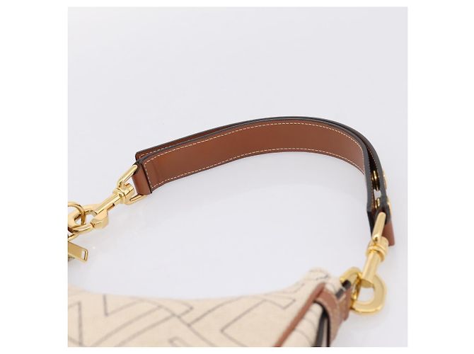 Céline CELINE Medium Ava Shoulder Bag Canvas Beige Gold Tone - vista 8