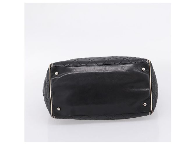 CHANEL Matelasse Chain Tote Bag Calf Skin Black Silver CC - vista 10