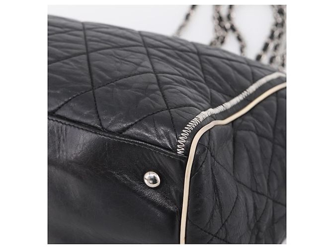 CHANEL Matelasse Chain Tote Bag Calf Skin Black Silver CC - vista 11