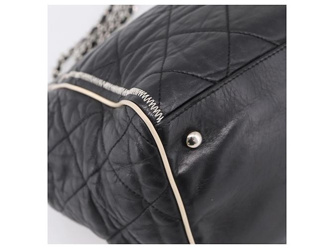 CHANEL Matelasse Chain Tote Bag Calf Skin Black Silver CC - vista 12