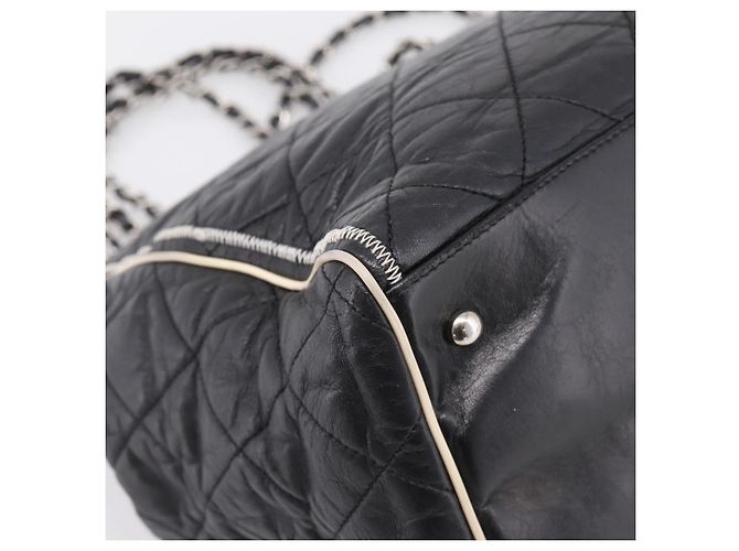 CHANEL Matelasse Chain Tote Bag Calf Skin Black Silver CC - vista 14
