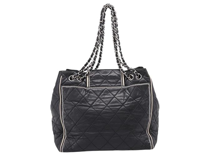 CHANEL Matelasse Chain Tote Bag Calf Skin Black Silver CC - vista 3