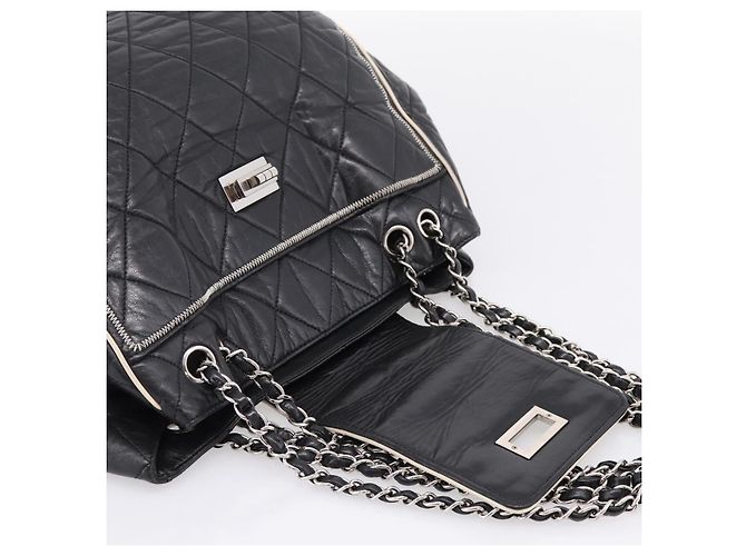 CHANEL Matelasse Chain Tote Bag Calf Skin Black Silver CC - vista 7