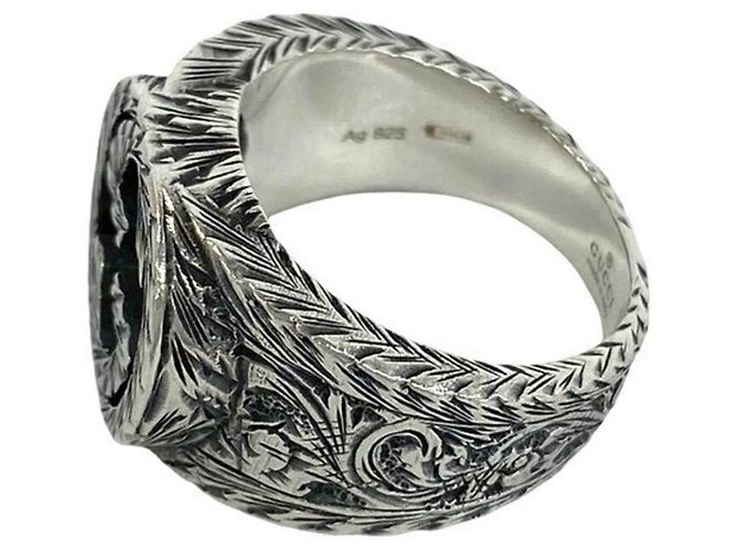 Gucci Interlocking G Silberbandring - Ansicht 3