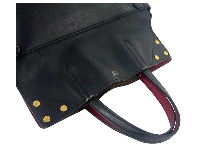 Borsa in pelle scamosciata Fendi Flip Logo Hardware - vista 3