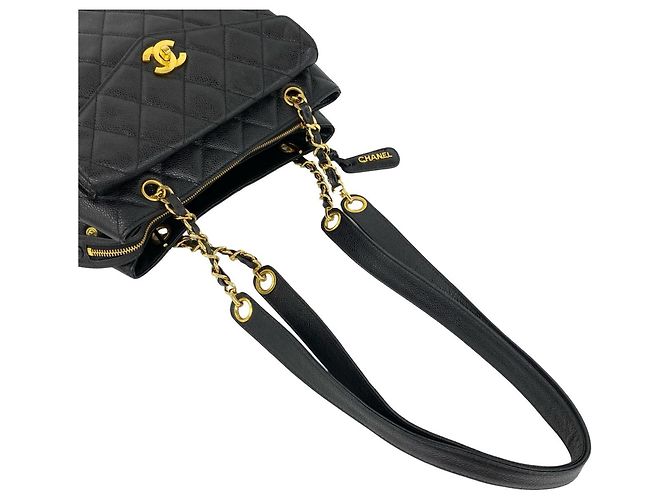Borsa Tote Chanel Matelassé Coco Mark in pelle Caviar - vista 3