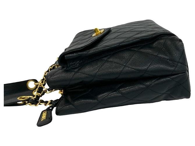 Borsa Tote Chanel Matelassé Coco Mark in pelle Caviar - vista 4