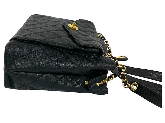 Borsa Tote Chanel Matelassé Coco Mark in pelle Caviar - vista 5