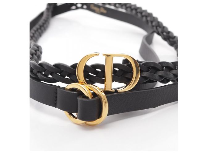 Christian Dior Gürtel aus schwarzem Leder - Ansicht 2