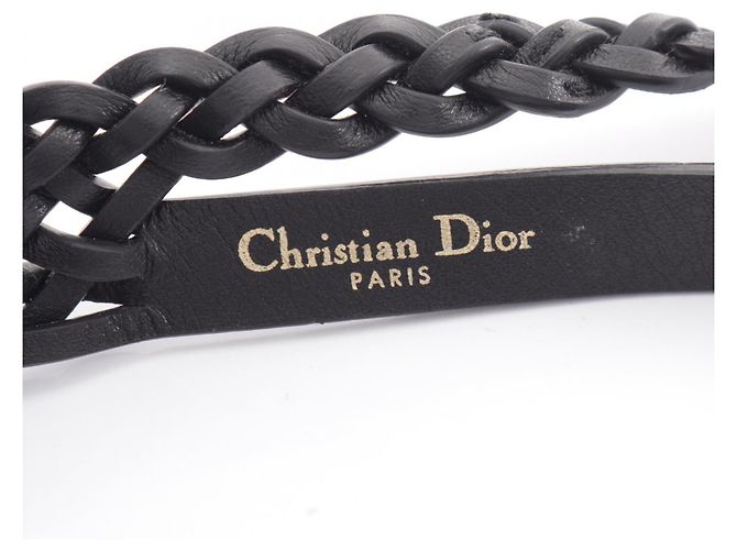 Christian Dior Gürtel aus schwarzem Leder - Ansicht 4