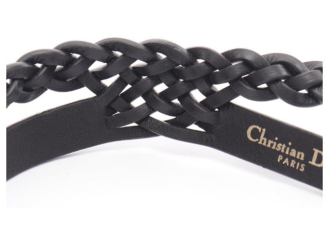 Christian Dior Gürtel aus schwarzem Leder - Ansicht 6