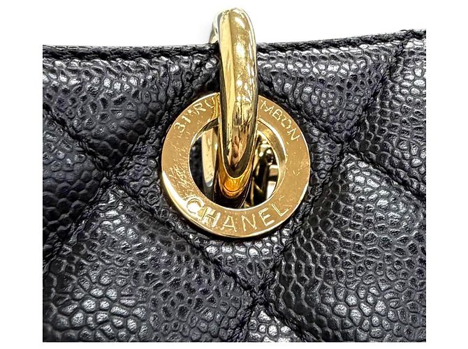 Borsa Tote Chanel in pelle di vitello granulata nera - vista 10