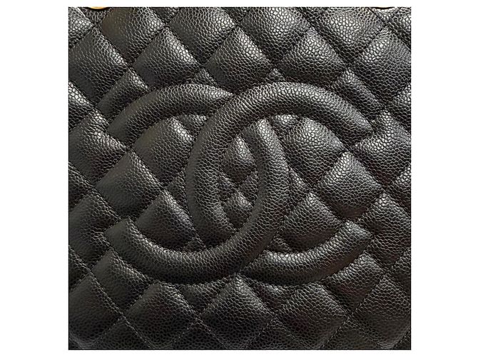 Borsa Tote Chanel in pelle di vitello granulata nera - vista 11