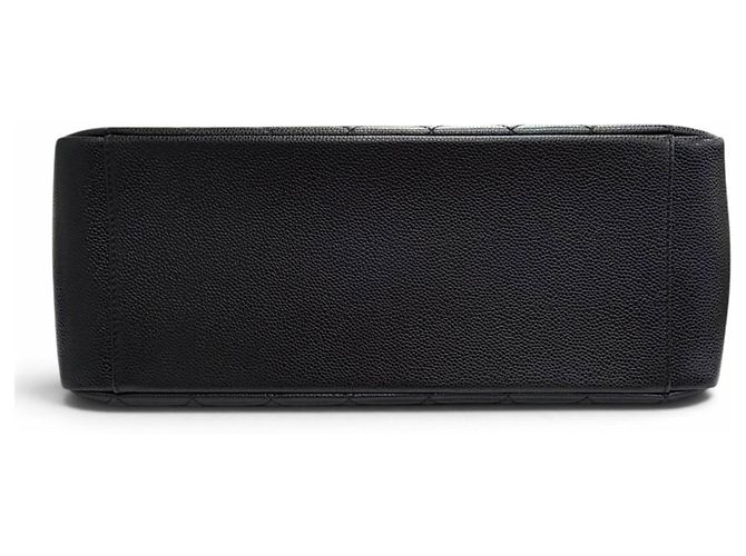 Borsa Tote Chanel in pelle di vitello granulata nera - vista 5