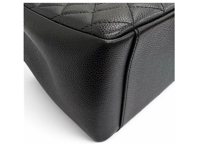 Borsa Tote Chanel in pelle di vitello granulata nera - vista 8