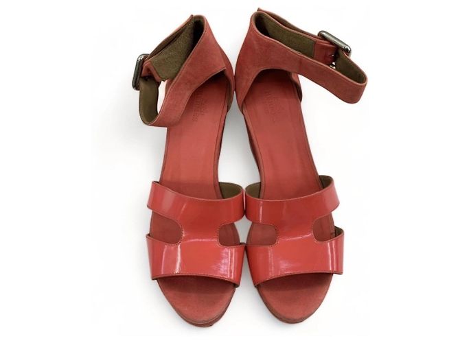Hermès Hermes Elda Espadrille Suede & Patent Leather Platform Wedges Sandals 36 - vista 2