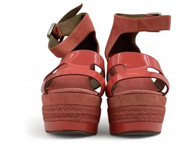 Hermès Hermes Elda Espadrille Suede & Patent Leather Platform Wedges Sandals 36 - vista 3