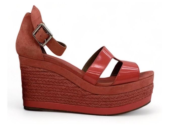 Hermès Hermes Elda Espadrille Suede & Patent Leather Platform Wedges Sandals 36 - vista 4
