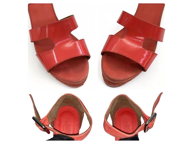 Hermès Hermes Elda Espadrille Suede & Patent Leather Platform Wedges Sandals 36 - vista 5