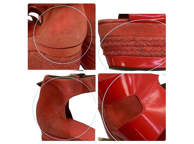 Hermès Hermes Elda Espadrille Suede & Patent Leather Platform Wedges Sandals 36 - vista 8