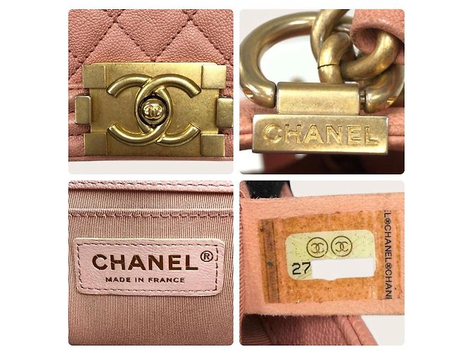 Borsa Chanel Boy in pelle caviar rosa - vista 10