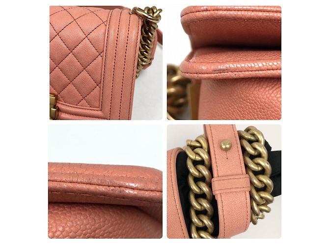 Borsa Chanel Boy in pelle caviar rosa - vista 11