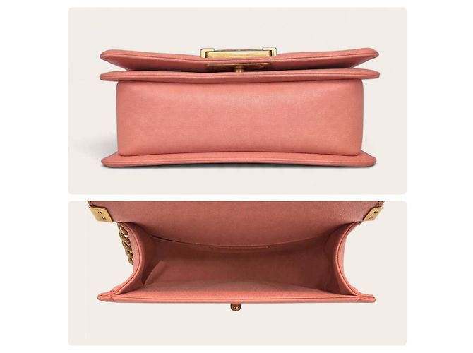 Borsa Chanel Boy in pelle caviar rosa - vista 6