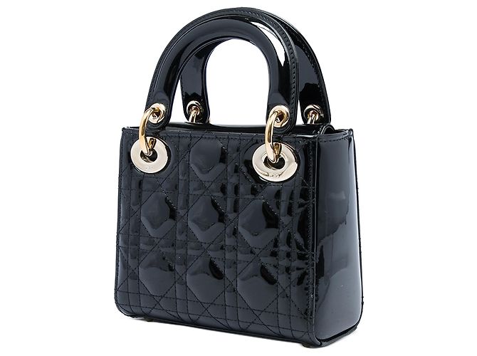 Dior Black Mini Patent Cannage Lady Dior - vista 2