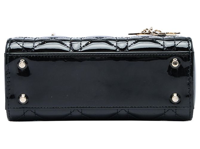 Dior Black Mini Patent Cannage Lady Dior - vista 3