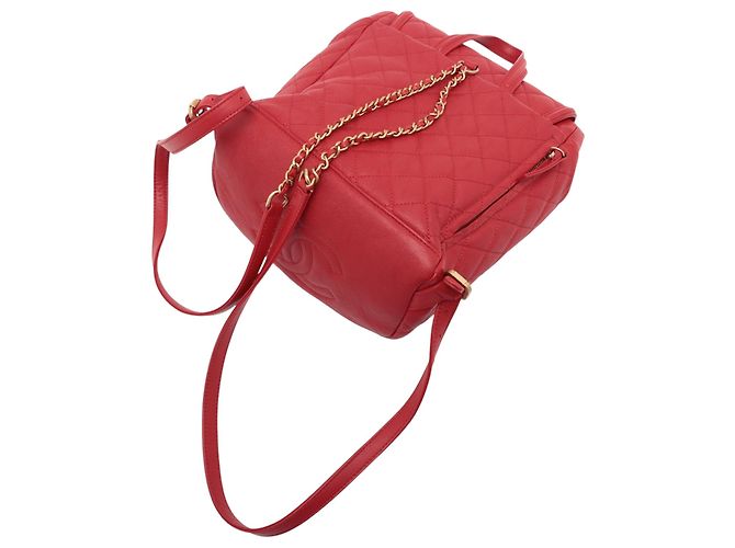 Zaino Chanel Red Quilted Caviar CC Filigree - vista 10