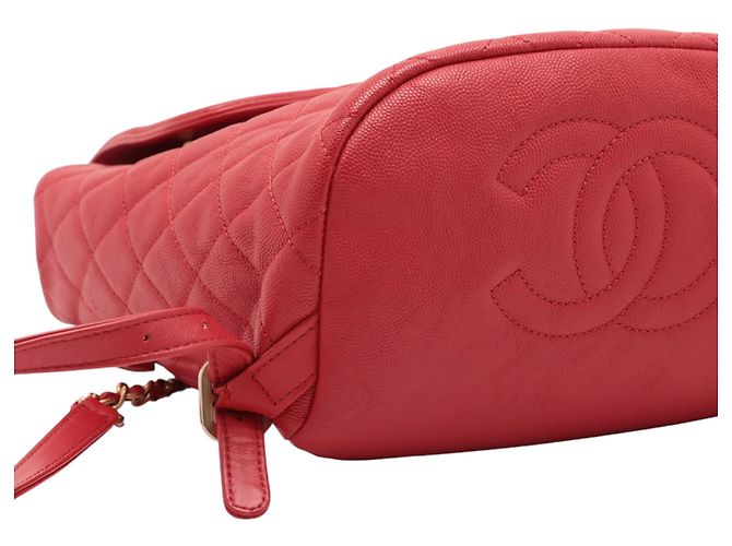 Zaino Chanel Red Quilted Caviar CC Filigree - vista 8