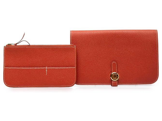 Hermès Orange Togo Dogon Duo Wallet GM - vista 8