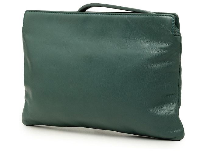 Pouch da polso in pelle verde con logo LOEWE Materiale - vista 2