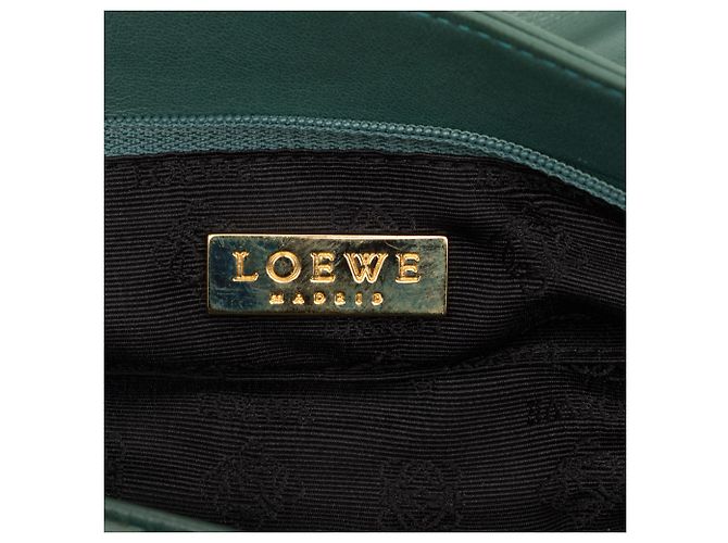Pouch da polso in pelle verde con logo LOEWE Materiale - vista 5