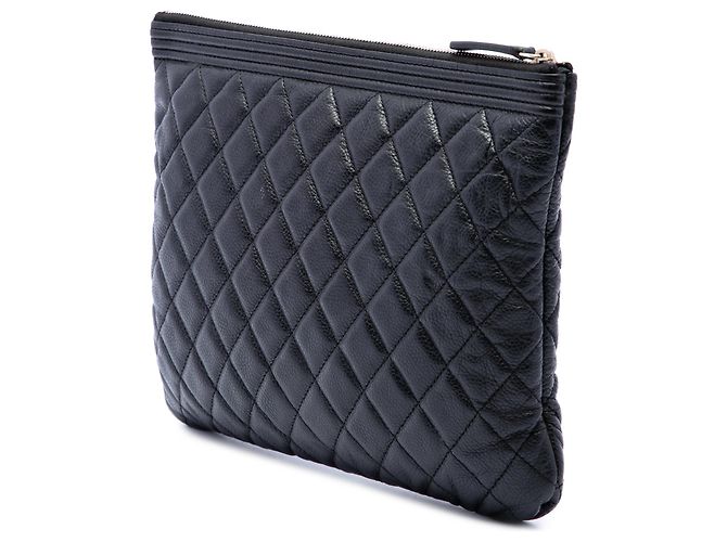Chanel Black Medium Quilted Caviar Boy O Case Clutch - vista 2