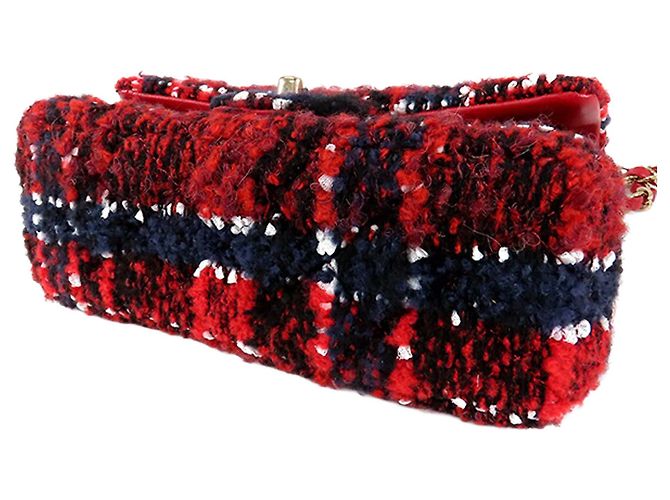 Chanel Red Mini Rectangular Classic Tweed Plaid Single Flap - vista 3